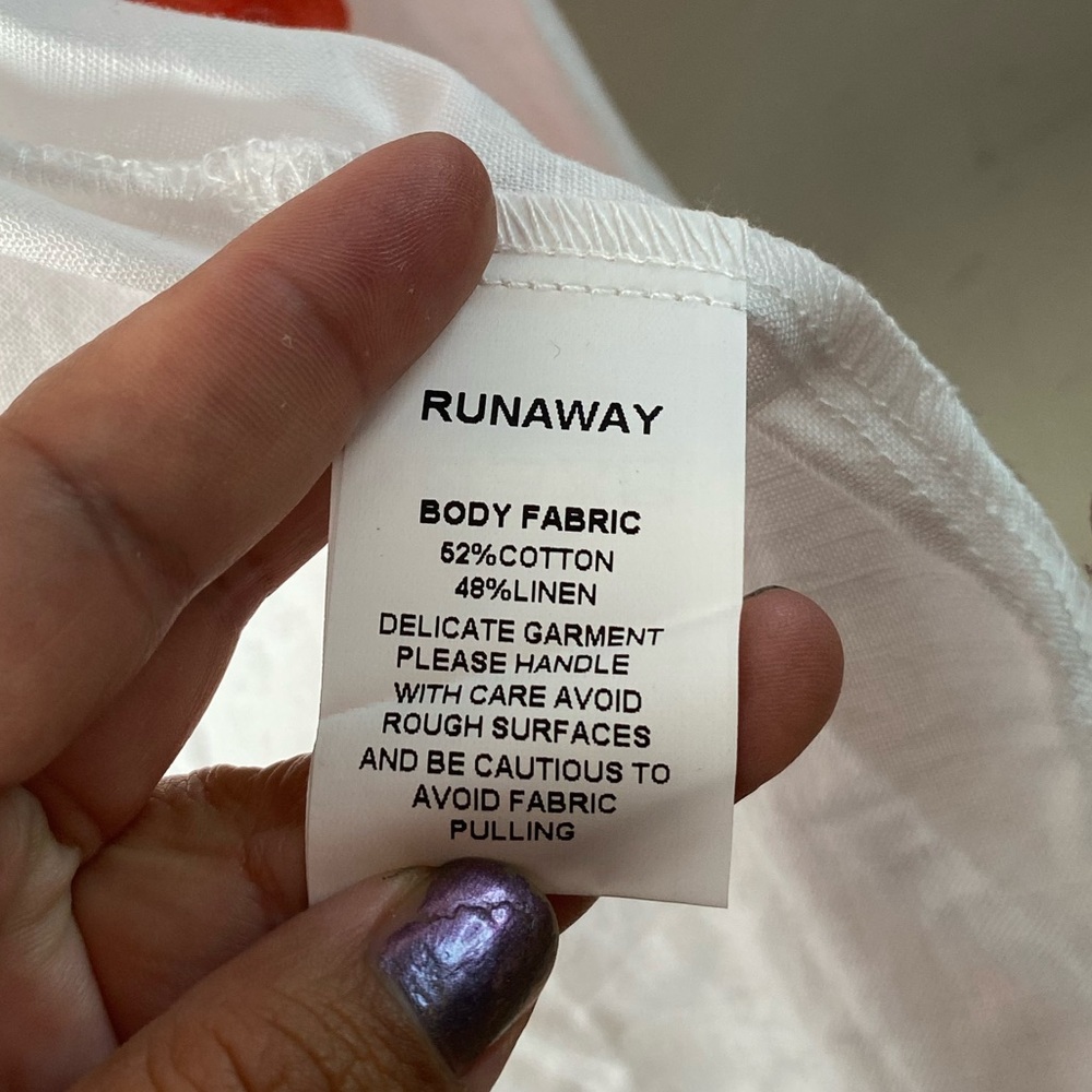 Runaway The Label Harry Set XL White Melon Linen Scalloped Top Shorts Co-ord - Picture 15 of 16